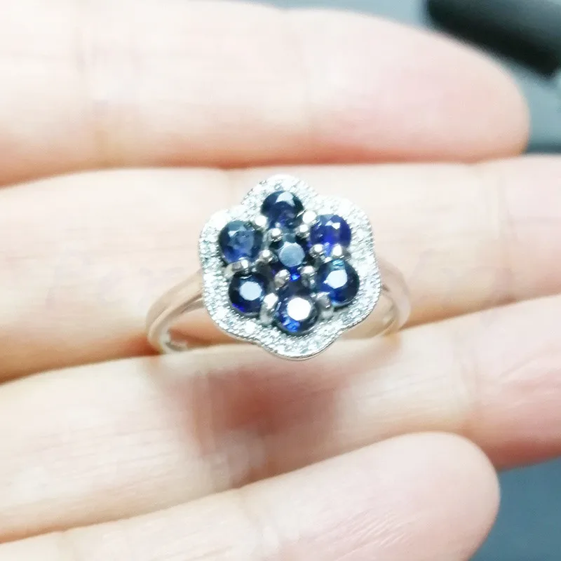 Кольцо с натуральным сапфировым цветком 0.2ct * 7 шт драгоценный камень Бесплатная
