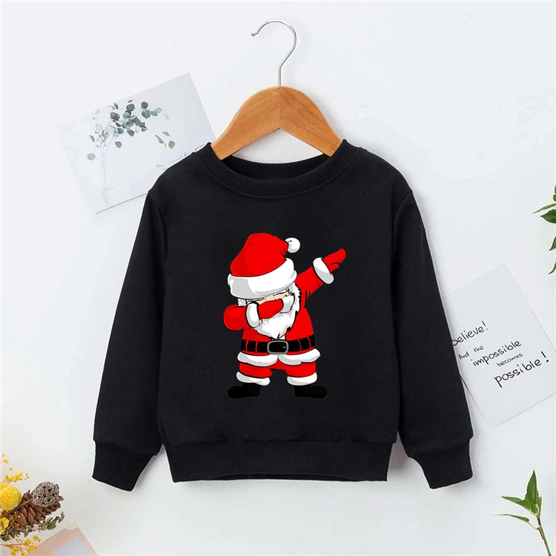 

Топы с длинным рукавом для мальчиков и девочек, с рисунком Санта-Клауса