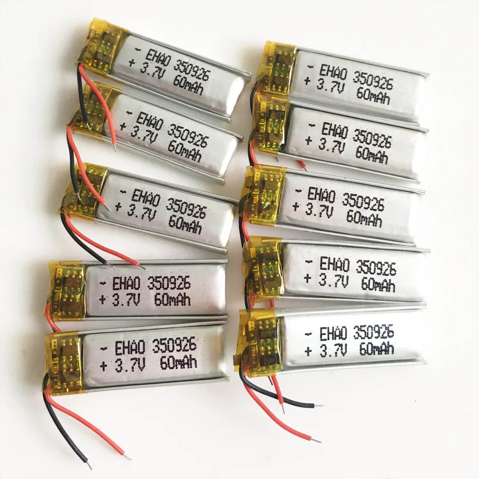 10pcs 350926 3,7 в 60 мАч литиево-полимерный lipo аккумуляторная батарея li cells для MP3 ручка Bluetooth MID гарнитура головная ручка с камерой 381220 - Цвет: 10pcs