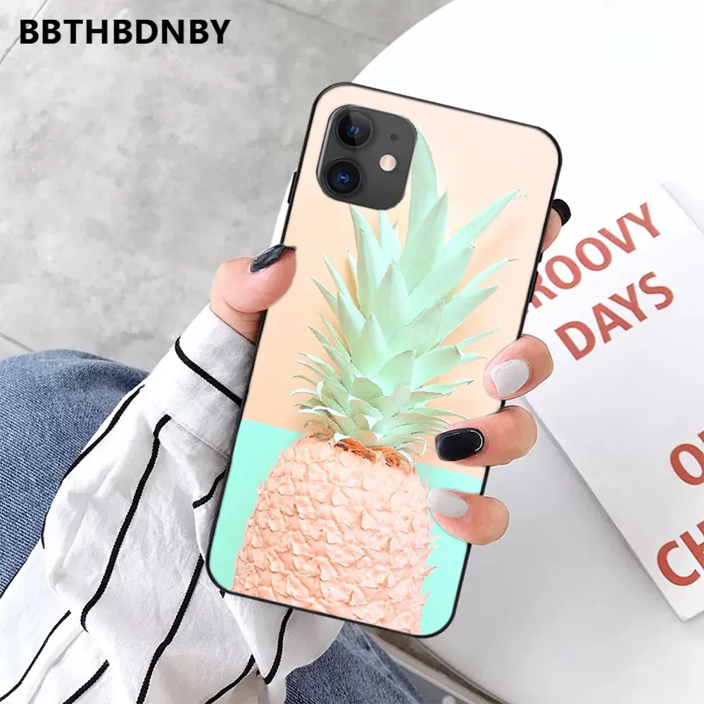 Ананас кактус авокадо черный ТПУ мягкий резиновый Телефон чехол для iPhone 5 5S SE 5C 6 6S