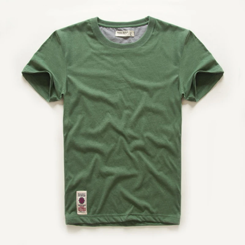 

2021 summer fashion round neck solid short sleeve retro versatile simple men's half sleeve Summer Boys' T-shirt