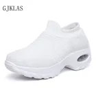 Кроссовки женские легкие на платформе, дышащие вязаные, без шнуровки, Повседневная модная спортивная обувь, светильник улицы, размер 42