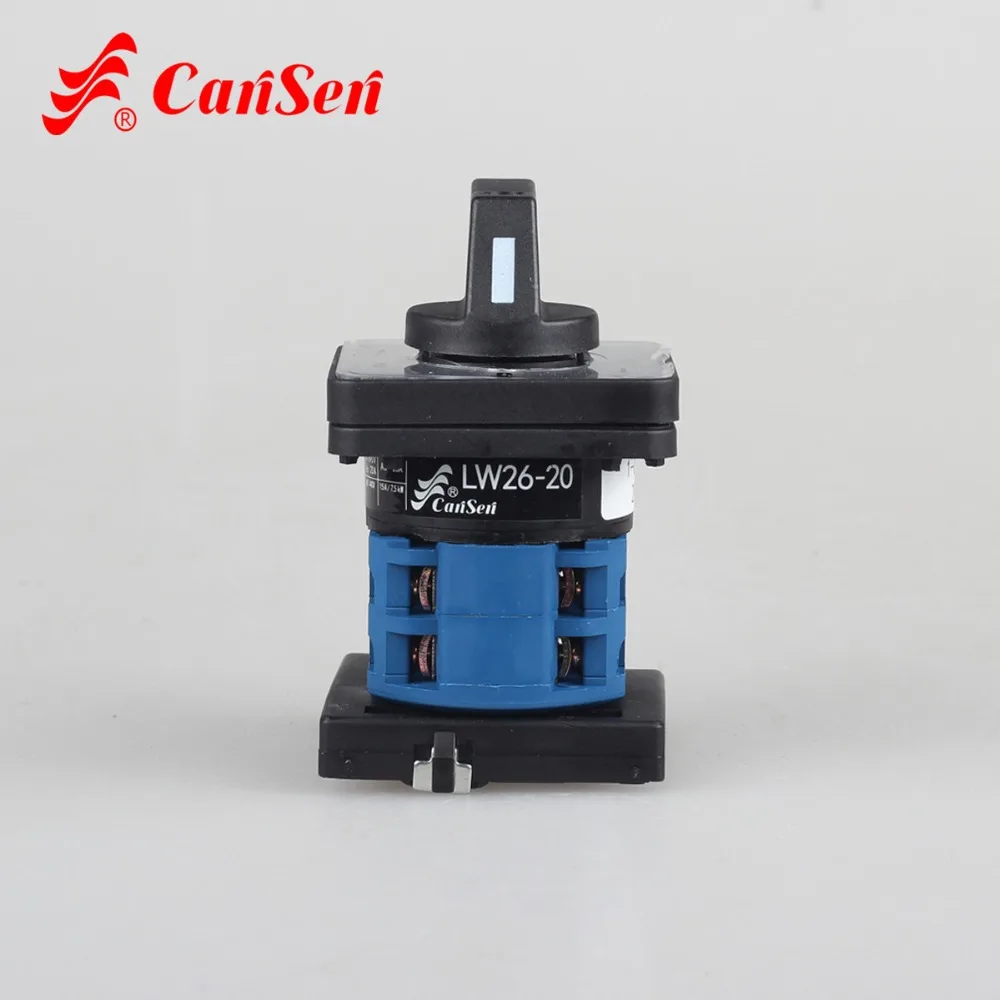 CANSEN LW26-20 CA10 Ith 20A поворотный кулачковый переключатель 1-0-2 2 полюса 8 терминалов 35 мм монтаж на din-рейку