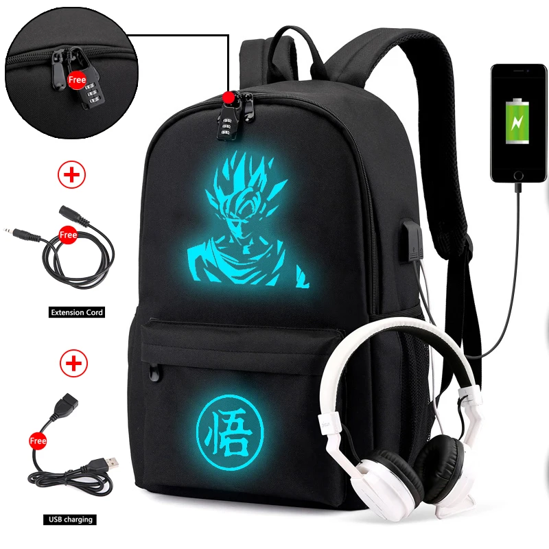 Рюкзак с Драконий жемчуг ультра инстинкт Гоку Z Светящийся рюкзак повседневные