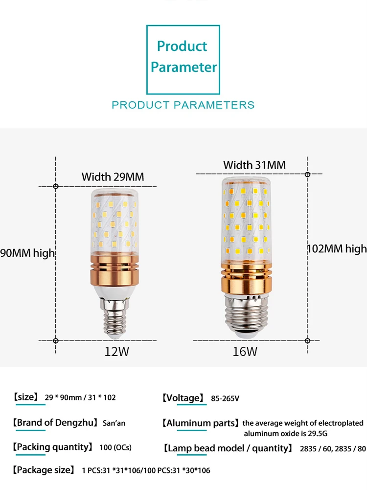 

5pcs/lot E27 E14 LED Bulb Lamps 12W 16W Lampada LED Light Bulb Spotlight Cold/Warm White