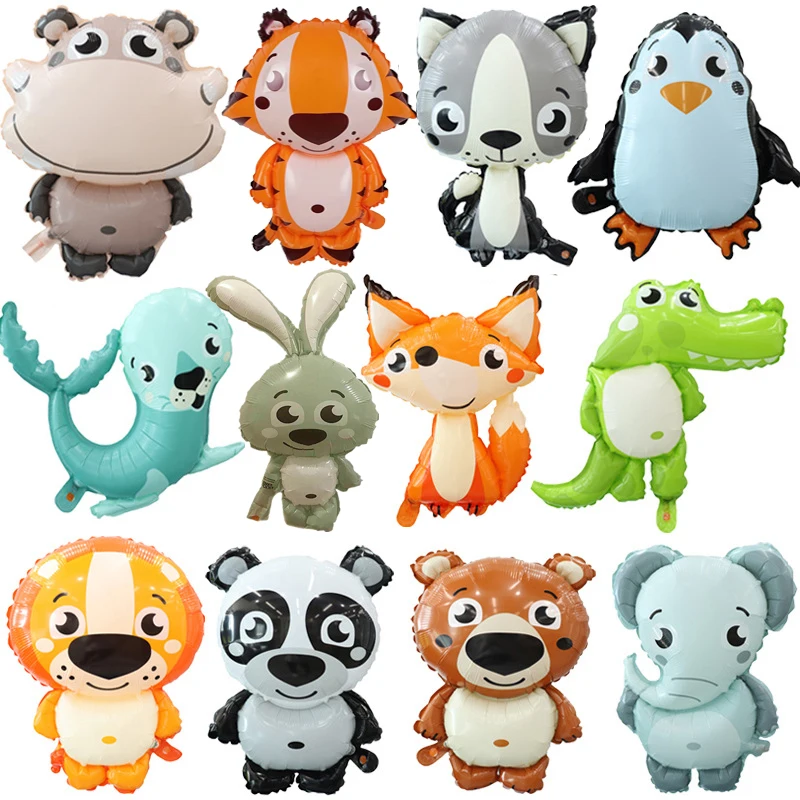 

12 шт./лот Мультяшные животные, фольгированные воздушные шары, гелиевые животные, Балон, дикий, один день рождения вечерние украшение для веч...