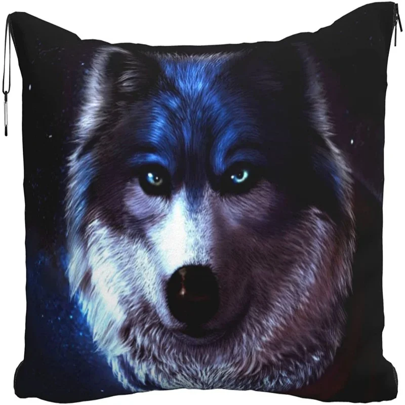 

Beautiful Starry Wolf Travel pillow blanket two-in-one backpack strap and compact airplane bag waist support 60x43 inches