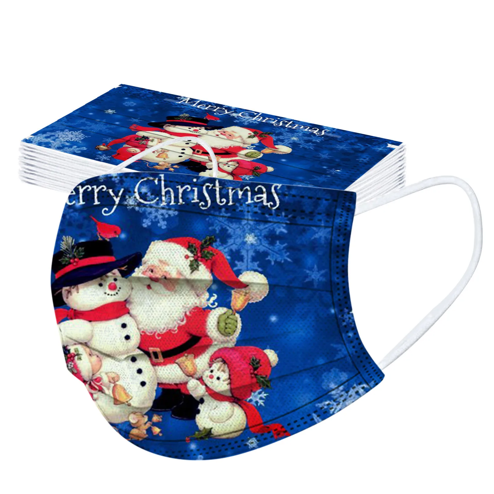 

10pcs Disposable Face Mask Adult Christmas Mask Elk Print Navidad Disposable Masks Mascarillas Adult Desechable Mask Mascarillas
