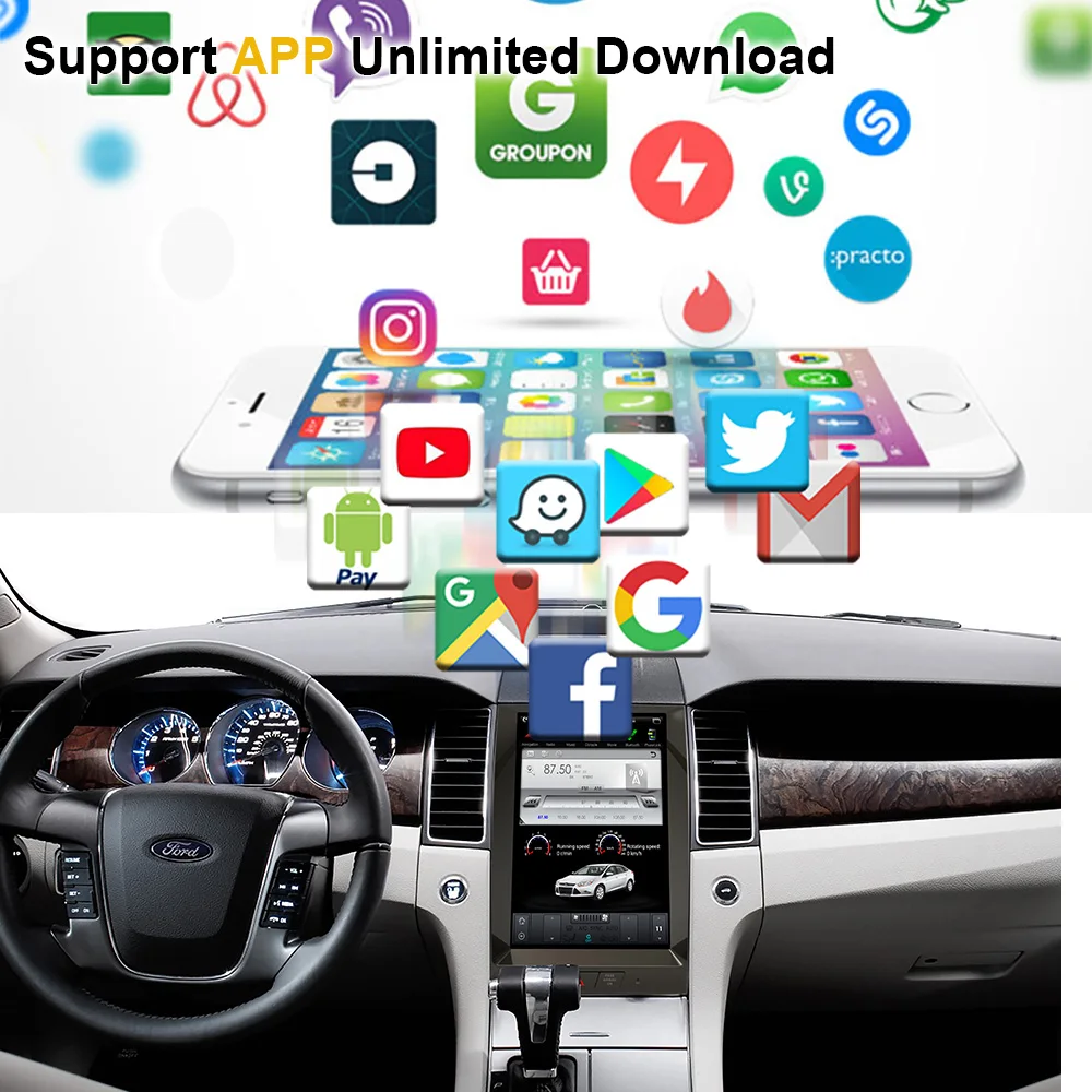 Автомобильный GPS-навигатор на Android 9 0 экран в стиле Tesla для Ford Taurus 2012-2016 радио