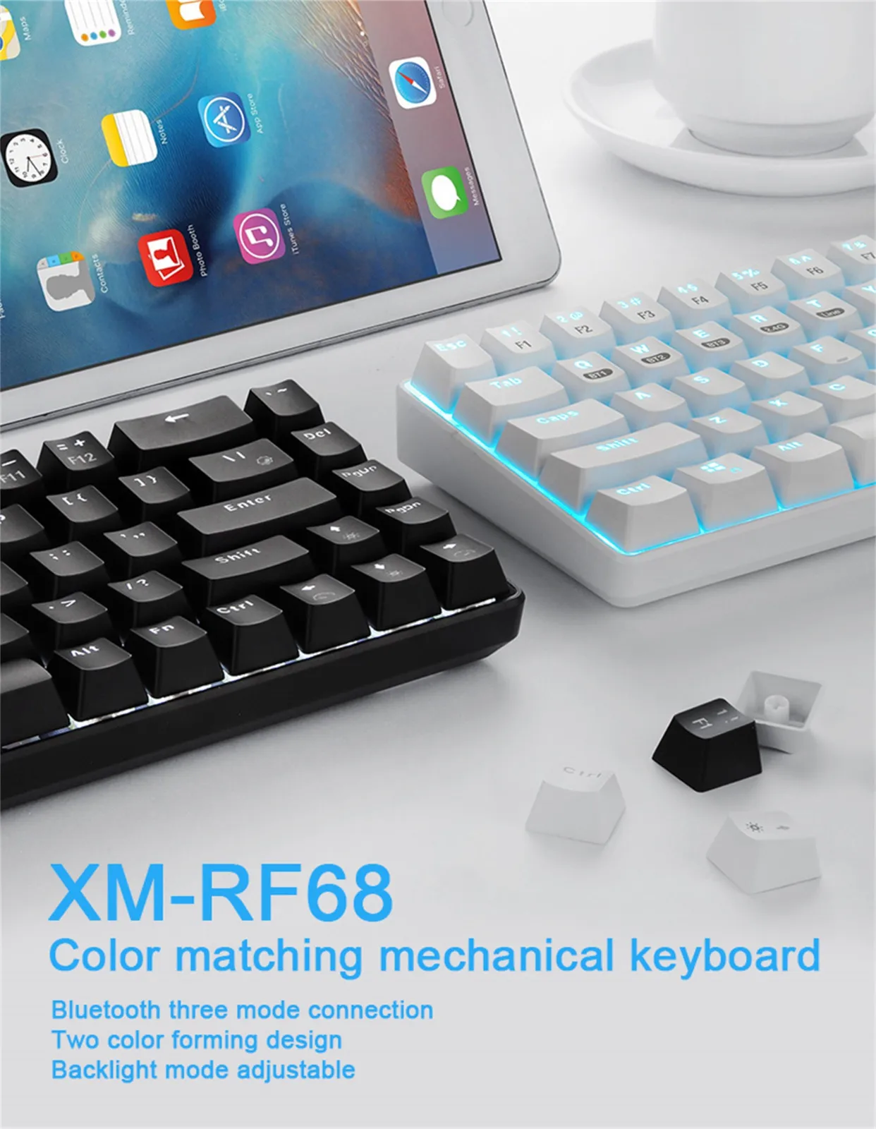 

Mechanical Keyboard 68-key Multi Device 3 Mode Wireless Wired Keyboard Mouse Gamer Kit For Computer Game Pc Laptop