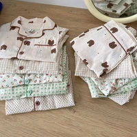 milancel 2021 summer new kids pajamas korean print suit for boys and girls casual cotton sleepwear