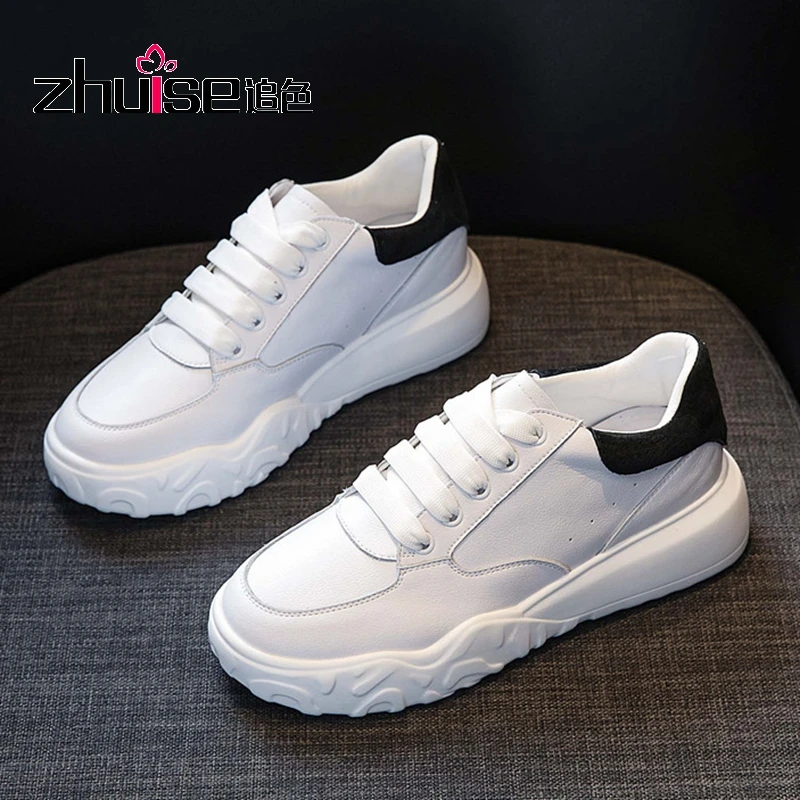 Новинка осени 2020 кожаные белые туфли женская повседневная обувь тонкие женские