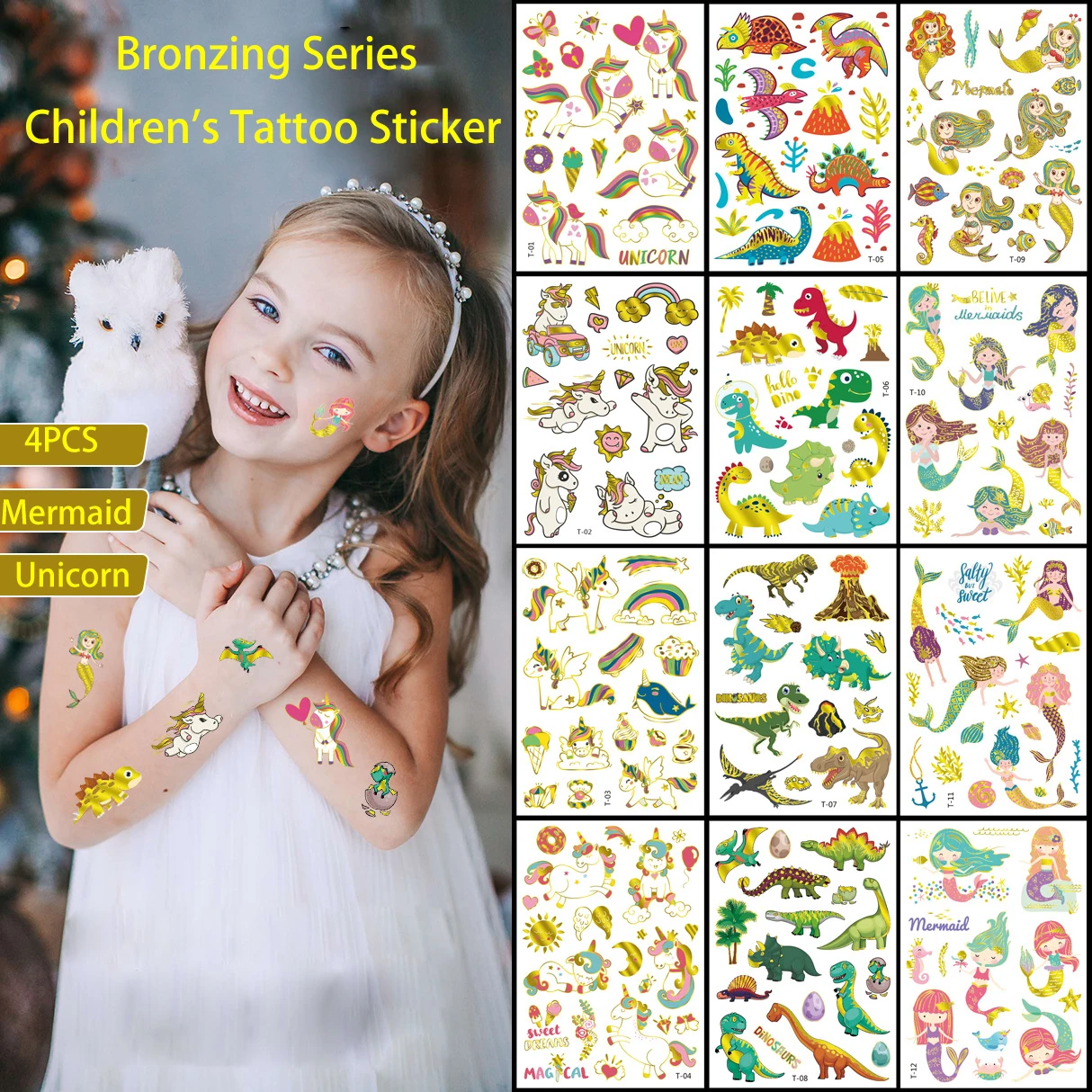 4 шт. временные водостойкие татуировки-наклейки