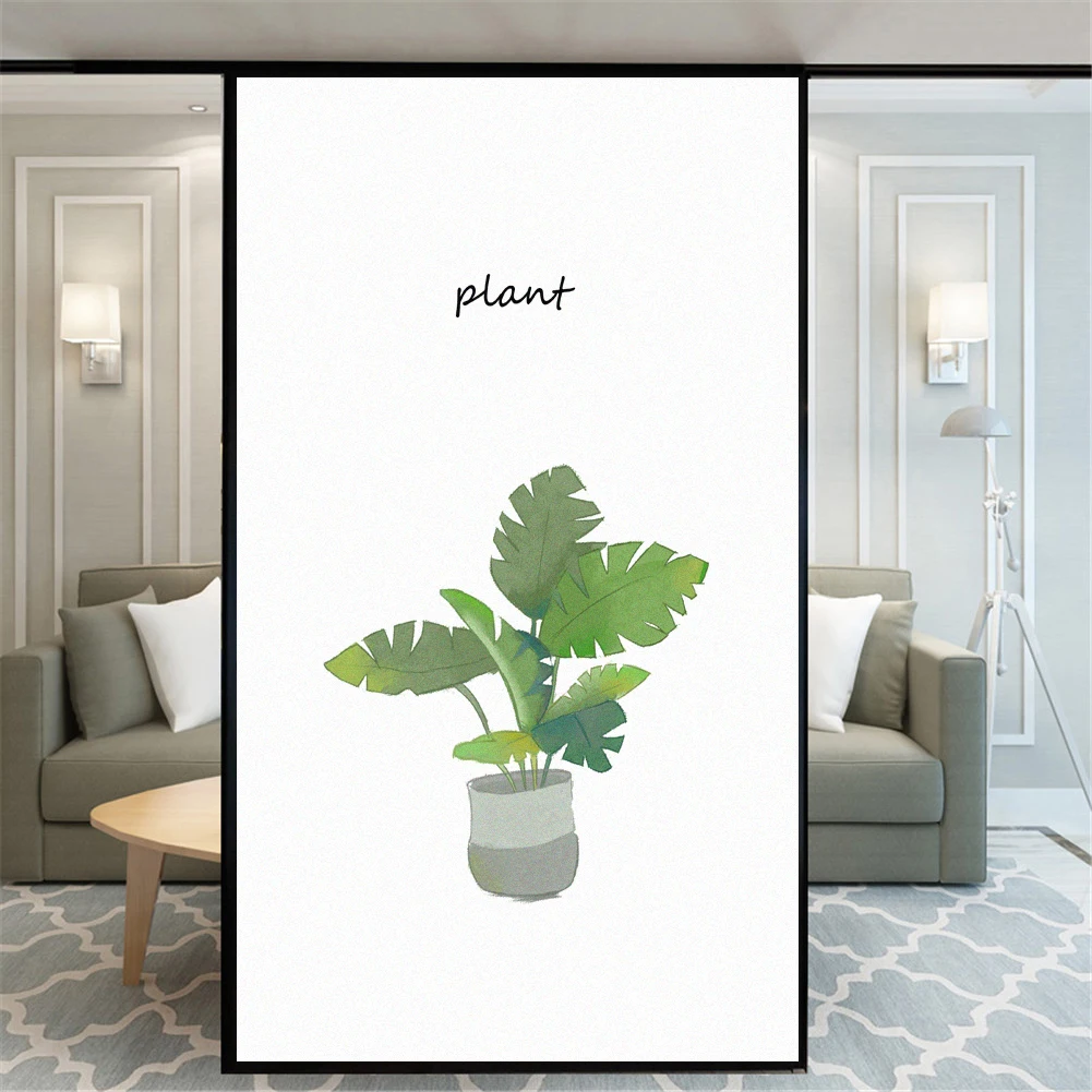 Декоративная пленка для окон витражные наклейки комнатных растений без клея