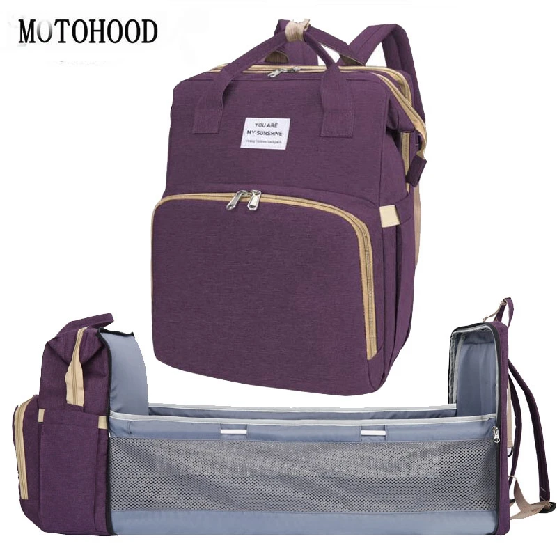 MOTOHOOD Mother Diaper Bags For Mom Backpack Waterproof Travel Nappy Bag Baby Bed Bag Maternity Foldable Nursing Bottle Bags