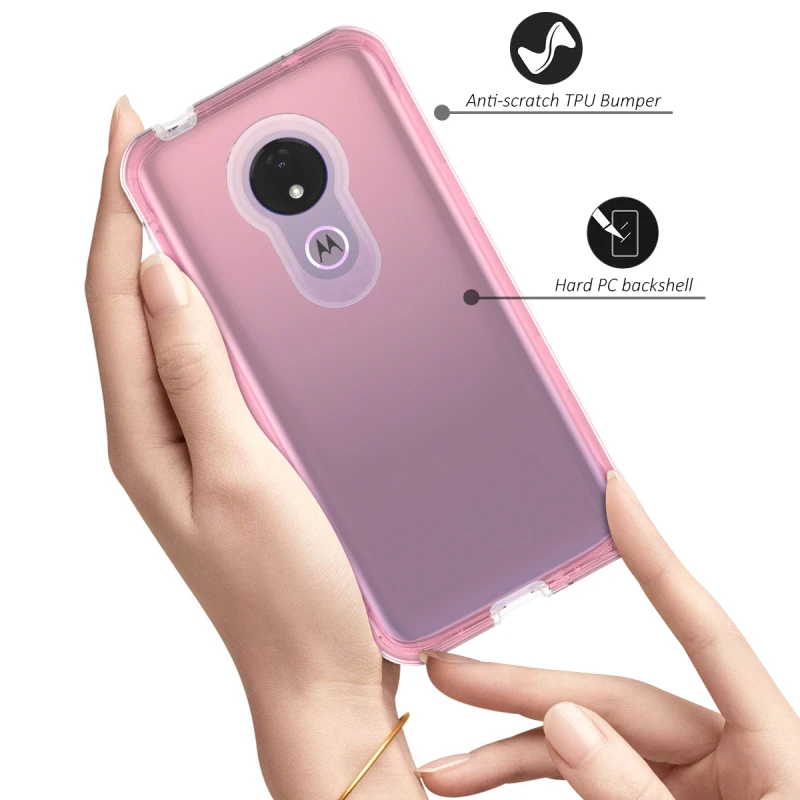 Hard Back Case for Motorola Moto G7 Power Play Full Cover with Built-in Screen Protector Shock Absorption Case for Moto G7 Play