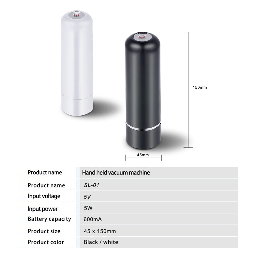 

Electric Handheld Food Vacuum Sealer Machine Portable Mini Vacuum Pump For Sous Vide Vacuum Packaging Food Saver Bags USB