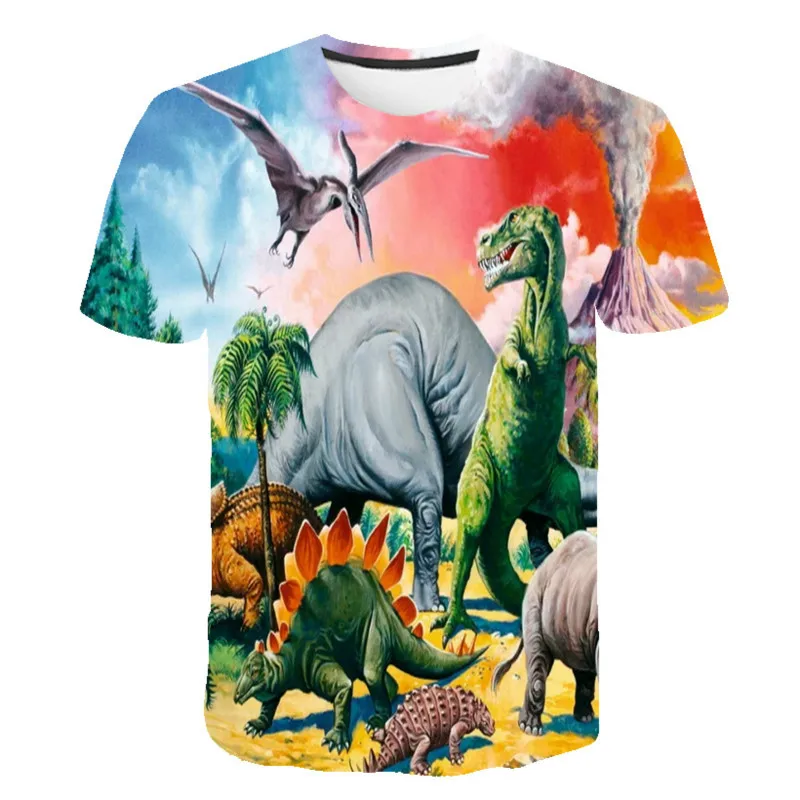 

2021 Summer New Children's T-shirt, Dinosaur Printed Boy's T-shirt, Cartoon Fashion Girl's Clothing, New Street Top