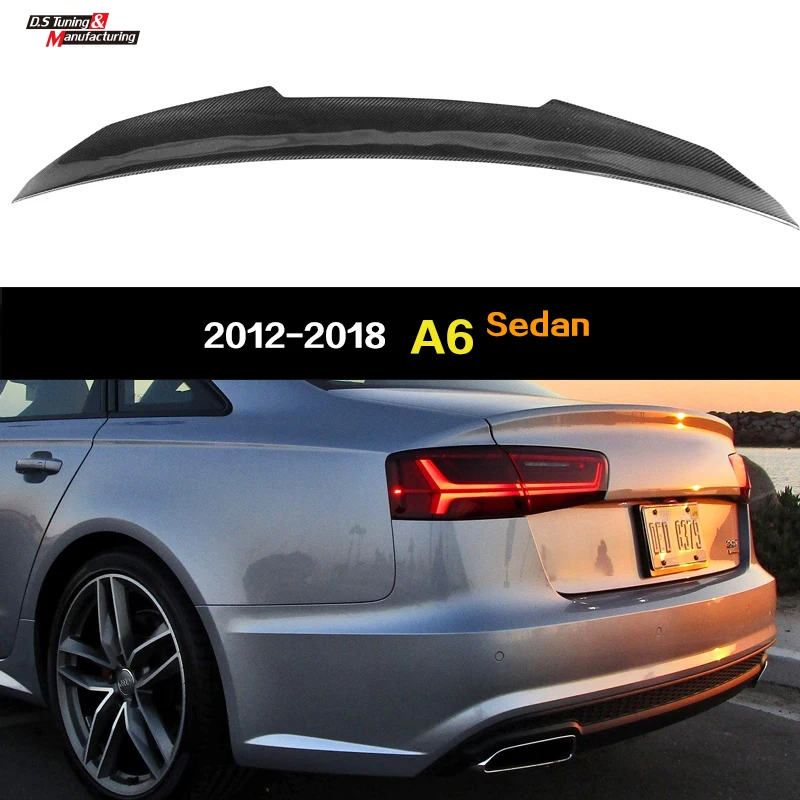 

Спойлер для Audi A6 C7, спойлер из углеродного волокна, крыло заднего багажника, 4-дверный седан 2012-2018, крышка багажника, задний хвост, Аксессуары ...
