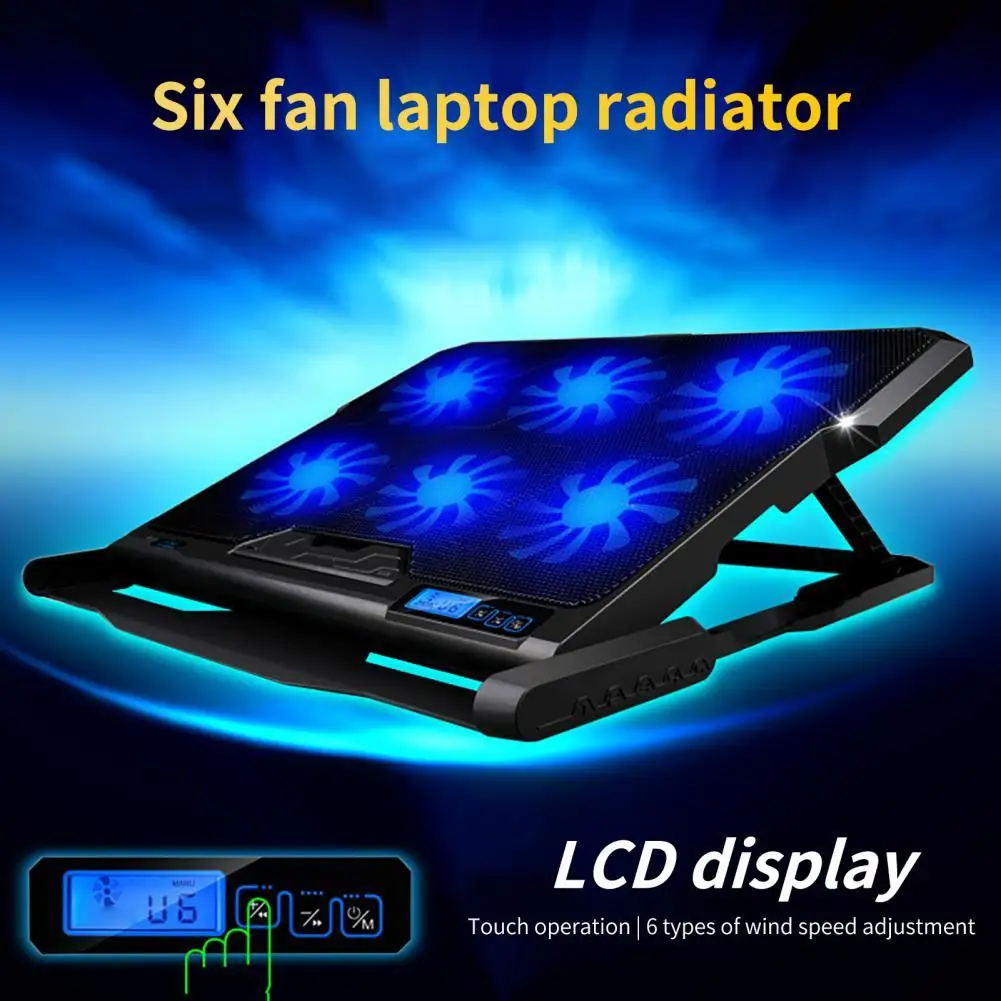 

Laptop Cooler Six Fans Laptop Radiator Two USB Ports Laptop Cooling Pad Portable LCD Display Notebook Cooling Pad for Gaming