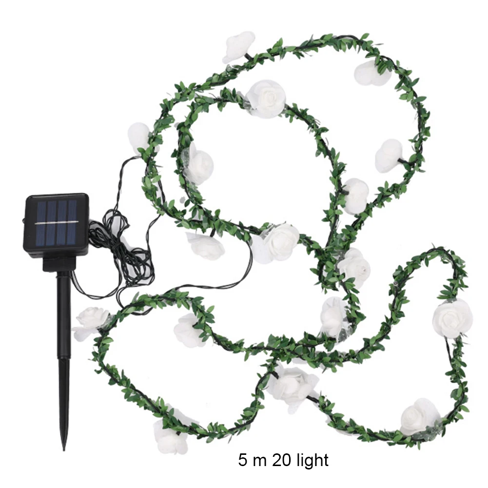 

Simulation Green Vine Rose Flower LED Fairy String Lights Garland Lights for Wedding Valentine Party Decoration