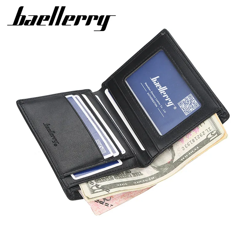 Baellerry, новинка, тонкие мужские кошельки из искусственной кожи, короткий дизайн, высокое качество, мужской кошелек, держатель для карт, винтажный Держатель для фото, мужские кошельки