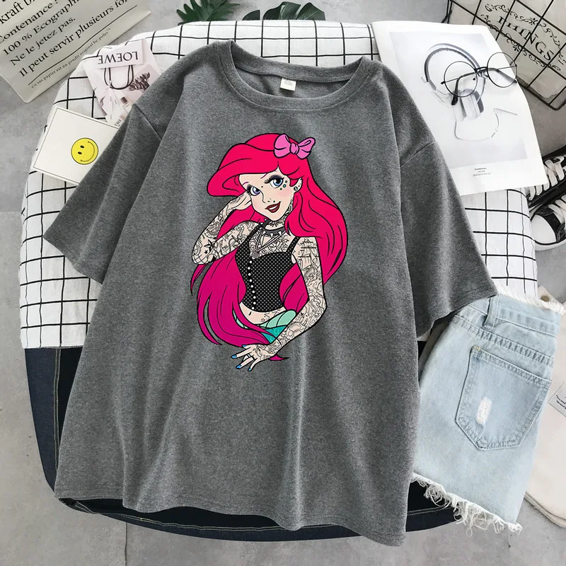 

Summer Fashion Shirt Princess Graphic Harajuku Style T Shirt Women Tops O-neck Black Tees Street Fashion Funny Girls Tshirt