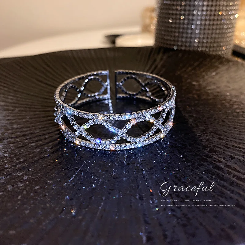 

Fashion exaggeration full diamond opening wide version bracelet ultra flash set diamond temperament bracelet female