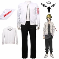 tokyo revengers jacket cosplay costume hanemiya kazutora white baseball uniform 3d embroidery sweatshirts coat sweat pants