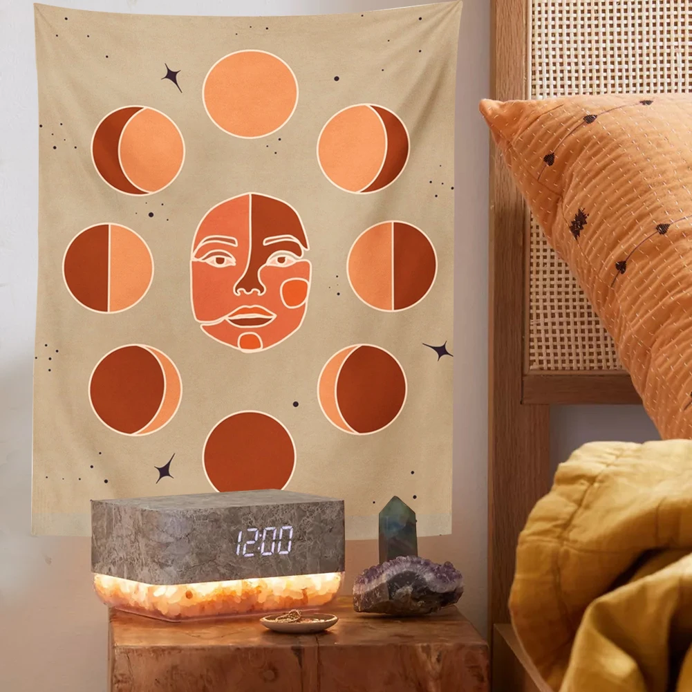 

Faces of The Moon Tapestry Wall Hanging Boho Room Decoration Accessories Teen Girls Moon Phase Dorm Room Decor Hippie Tapestry