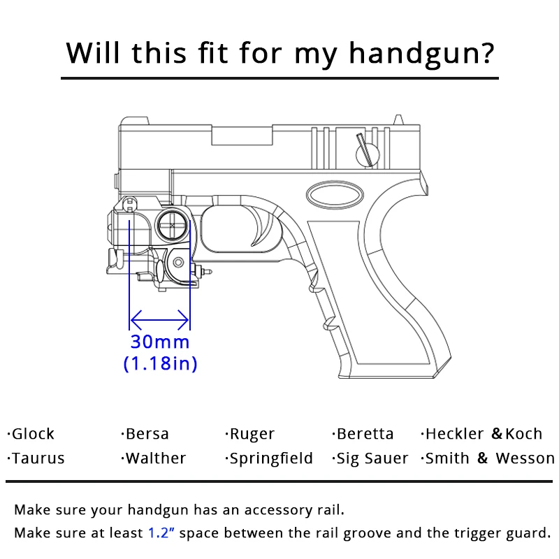 

Subcompact Mini 2 in 1 Taurus G2C Pistola Glock Self Defense Laser Tactical Weapon Light with Red/ Green / IR Laser Sight