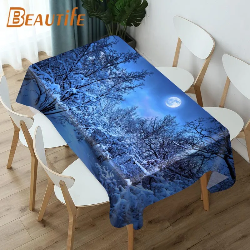 

Nice Moon Tablecloth Fashion Style Hotel Picnic Party Table Waterproof Table Covers Home Dining Tea Table Decoration 0816