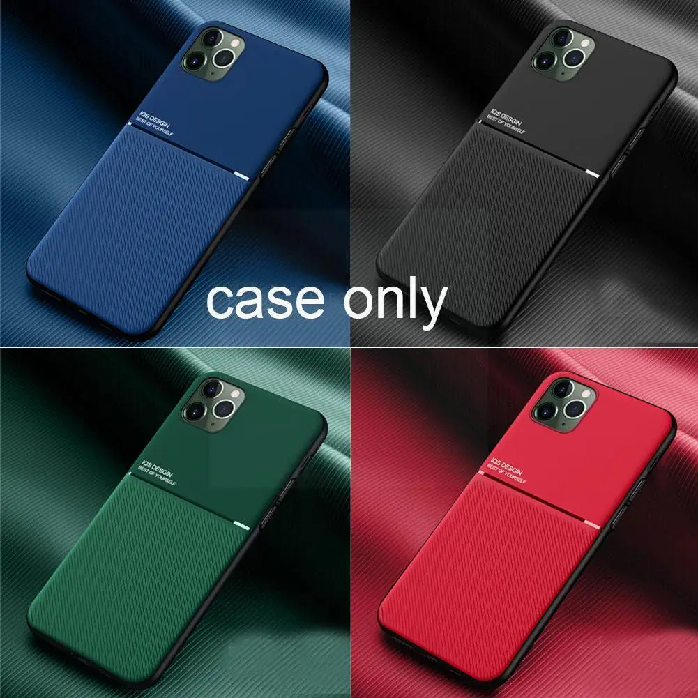 

Aifon 13 Leather Texture Car Magnetic Holder Phone Covers For 13 Pro Max Mini Soft Bumper Shockproof Coque Q0u0