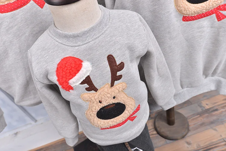 New Year Sweatshirt Thick Fleece Warm Christmas Family Matching Clothes Family Mother Father Baby Family Matching Outfits