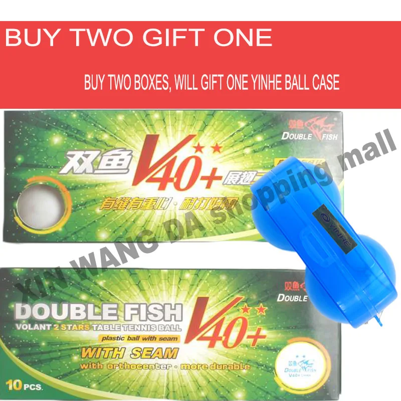 Original double fish 2 stars V40+ table tennis ball ABS polymer material for table tennis racket game white wholesales 10balls