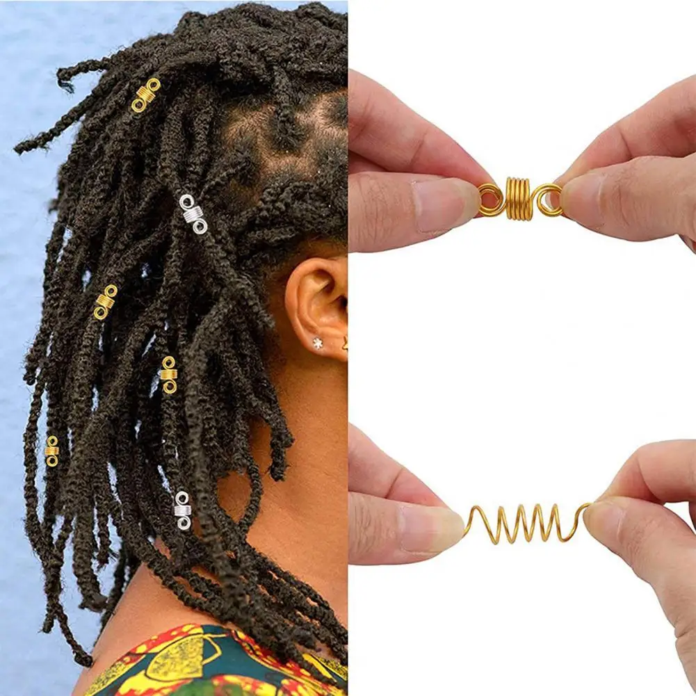 

200Pcs/Set Gold Silver Hair Ring Multiple Shapes Dreadlock Beads Mini Hair Braid Cuffs Clips Spiral Extension Accessory