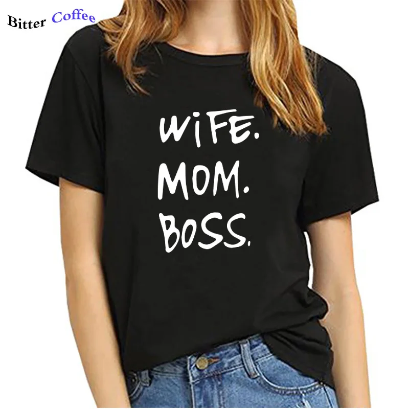 2021 Новый Высокое качество 100% хлопок домашнее принт &quotMom Boss&quot Футболка женская