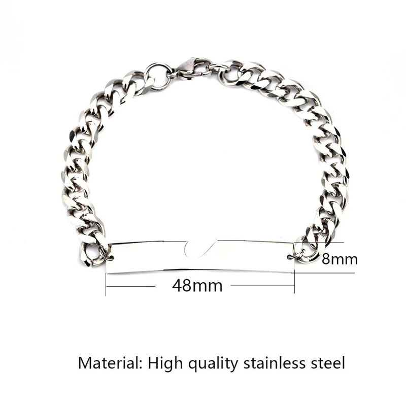 

2Pcs/Set Heart Shaped Magnet Attraction Bracelet for Couples Stainless Steel Cuba Chain Men's and Women's Charm Jewelry Gifts