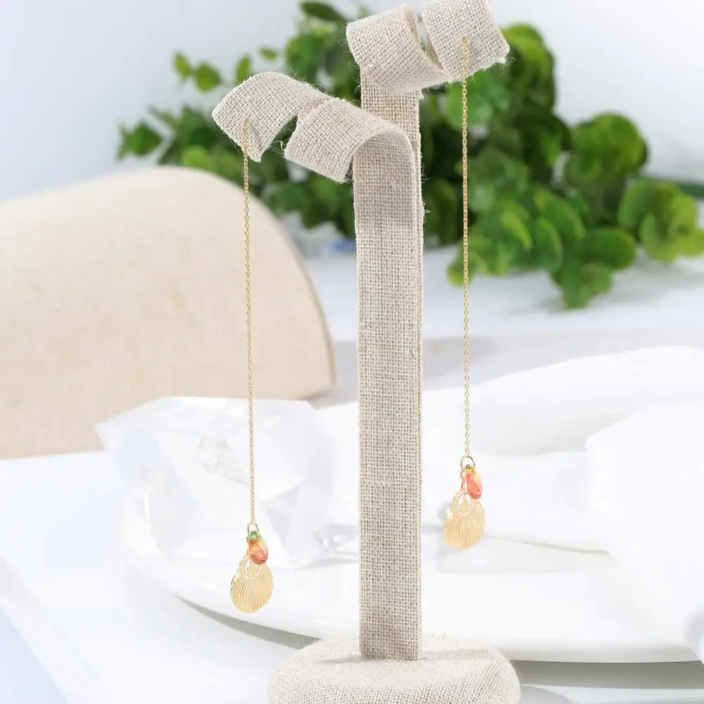 Ювелирные изделия Neoglory Золотое перо павлина и Длинная кисточка из кубического