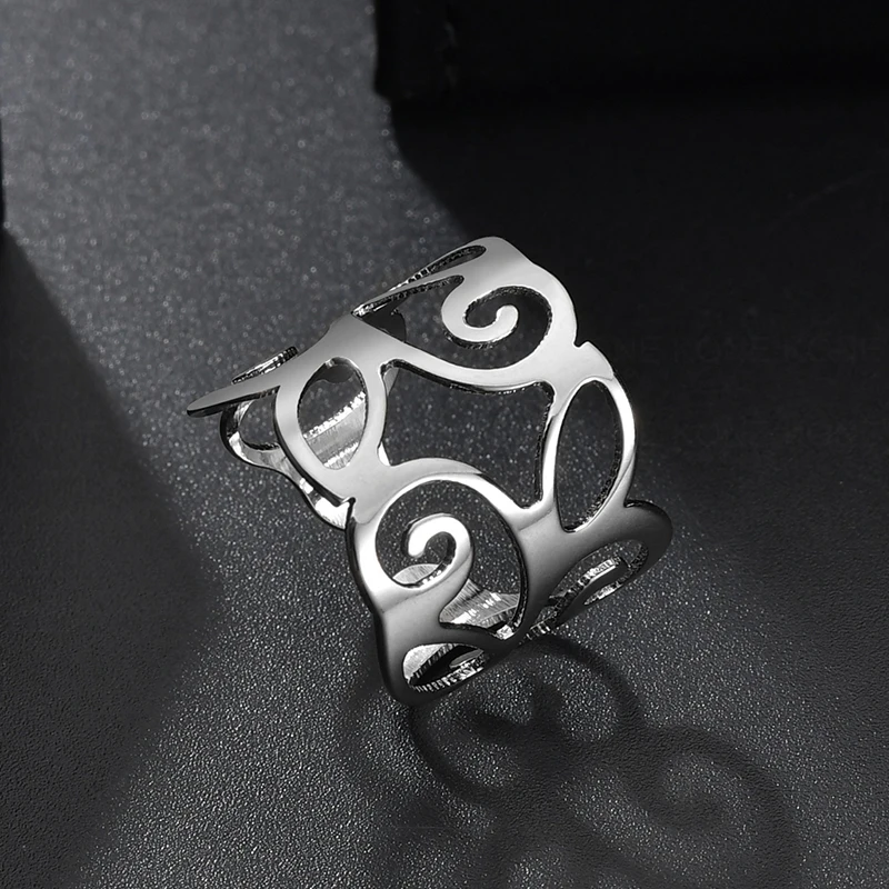 Кольцо женское из нержавеющей стали с подвеской в виде листа|Кольца| |