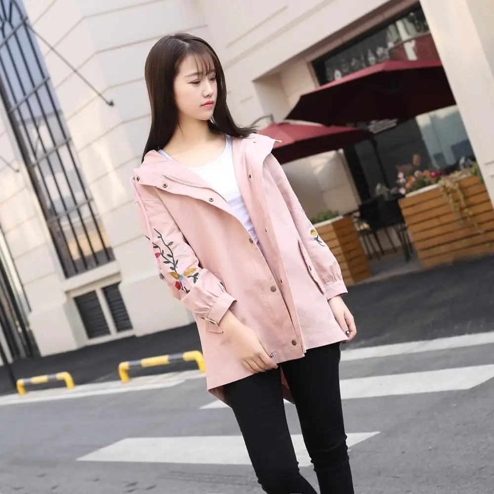 Женский свободный Тренч из хлопка и льна с вышивкой | Женская одежда