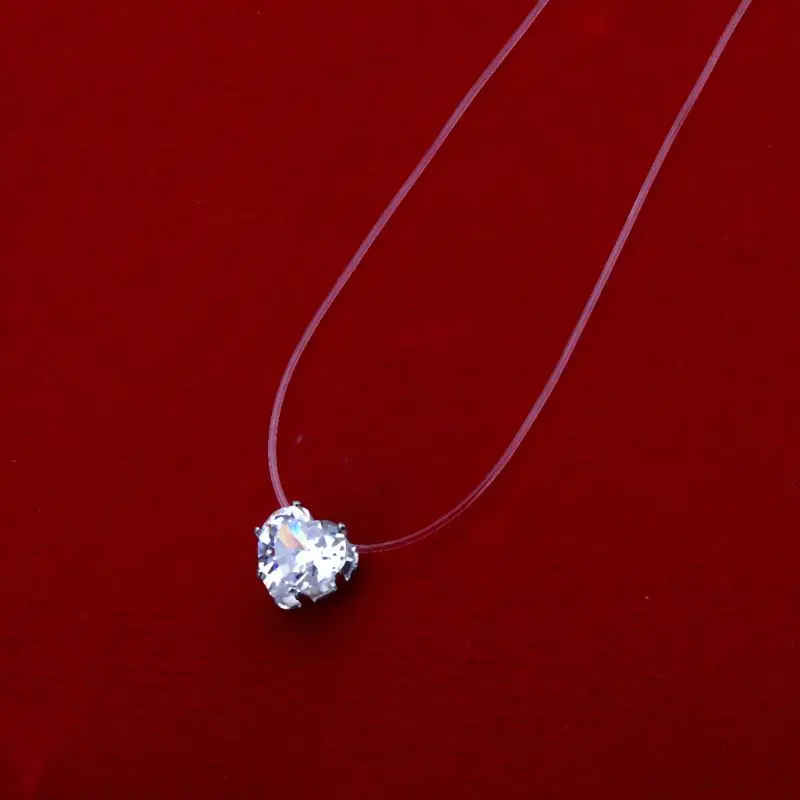 

Invisible Heart Cubic Zirconia Stone Pendant Necklace Clear Fishing Line Chokers Jy28 20 Dropship