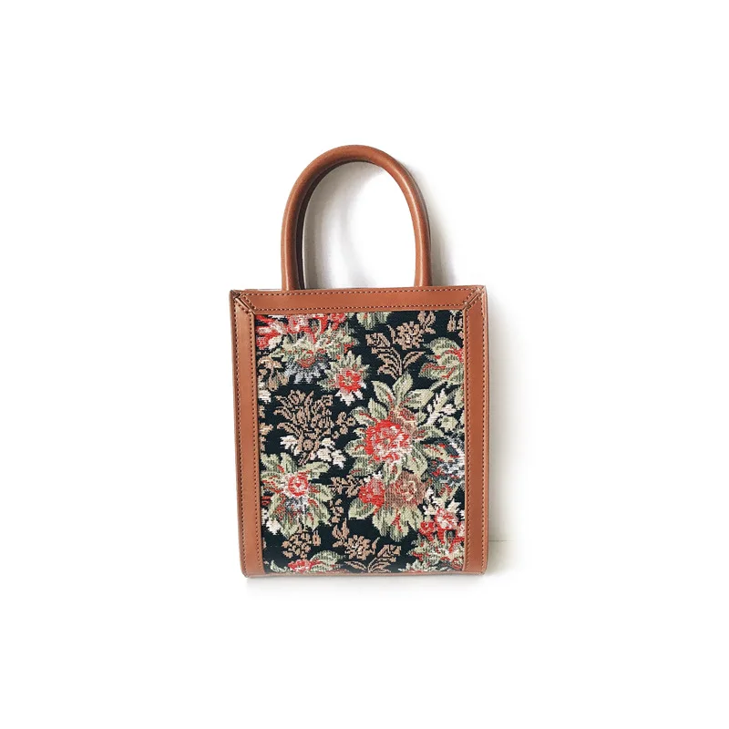 

Embroidery Niche Fashion Floral Cloth 2021 New Autumn and Winter Retro Small Square Handbag Female Flower Satchels Little Bag