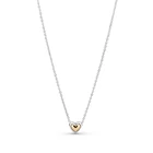 Ожерелье женское из серебра 925 пробы с куполообразным золотым сердцем, Подходит для Pandora