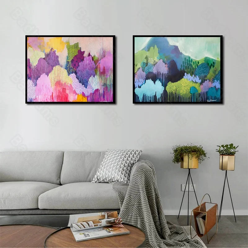 

Poster Prints Living Room Decoration Sofa Background Wall Impressionism Advanced Color Oil Painting Bedroom Painting