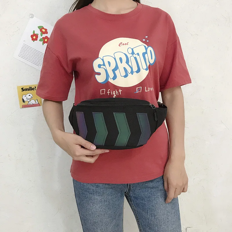 Поясная Сумка из ткани с отверстием для наушников светоотражающая полоска