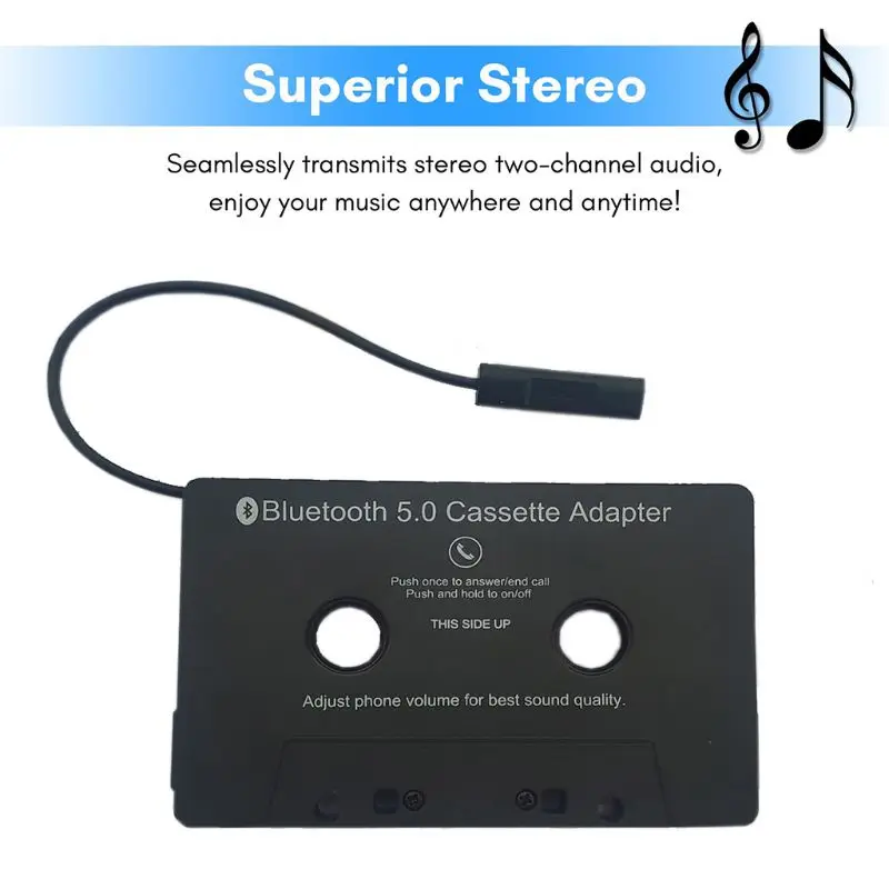 Bluetooth 5.0 Music Car Audio Receiver Cassette Player Adapter MP3 Converter for iPhone Samsung Nokia HTC Smart Cellphones Table |