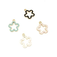 10pcslot new flowers metal zinc alloy gold color tone enamel charms fit for jewelry bracelet hair necklace handmade 1618mm