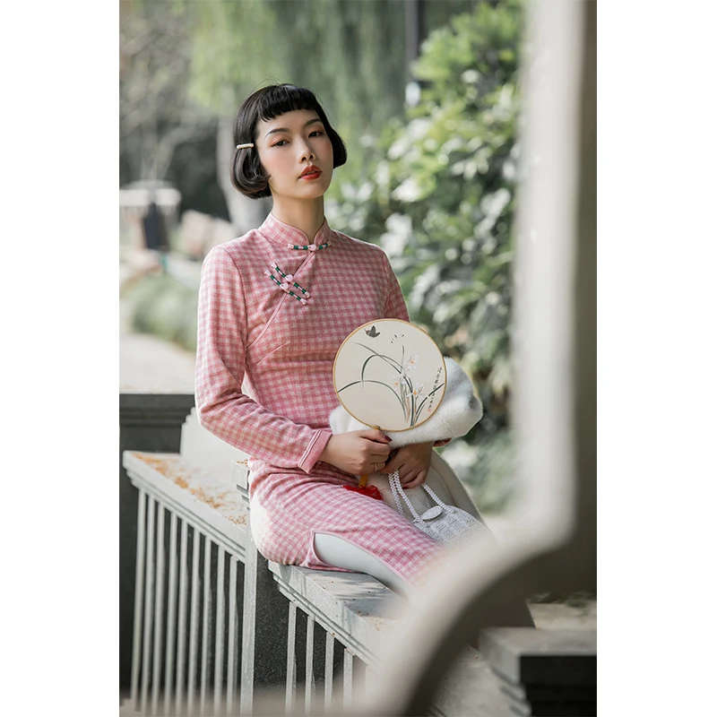 

Новый qipao, персиковый Топ ulara wind, восстанавливающий древние путь Республики квадратов