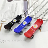 kpop stainless steel black necklace skateboard pendant chokers sunflower letter necklace for men women hiphop jewelry love gift